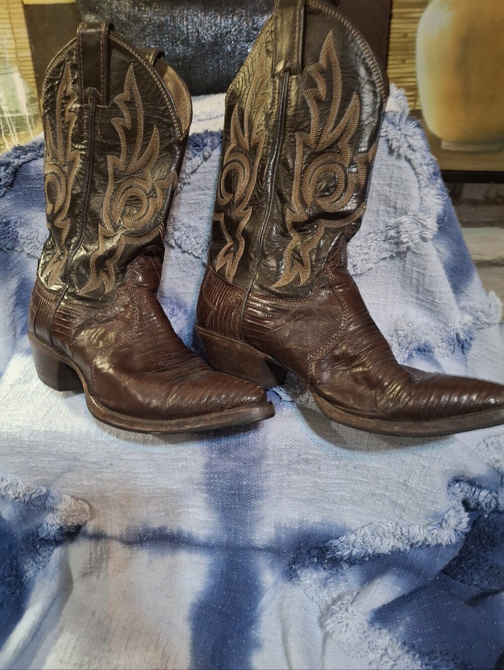 Western Leather Cowboy Boots - Brown